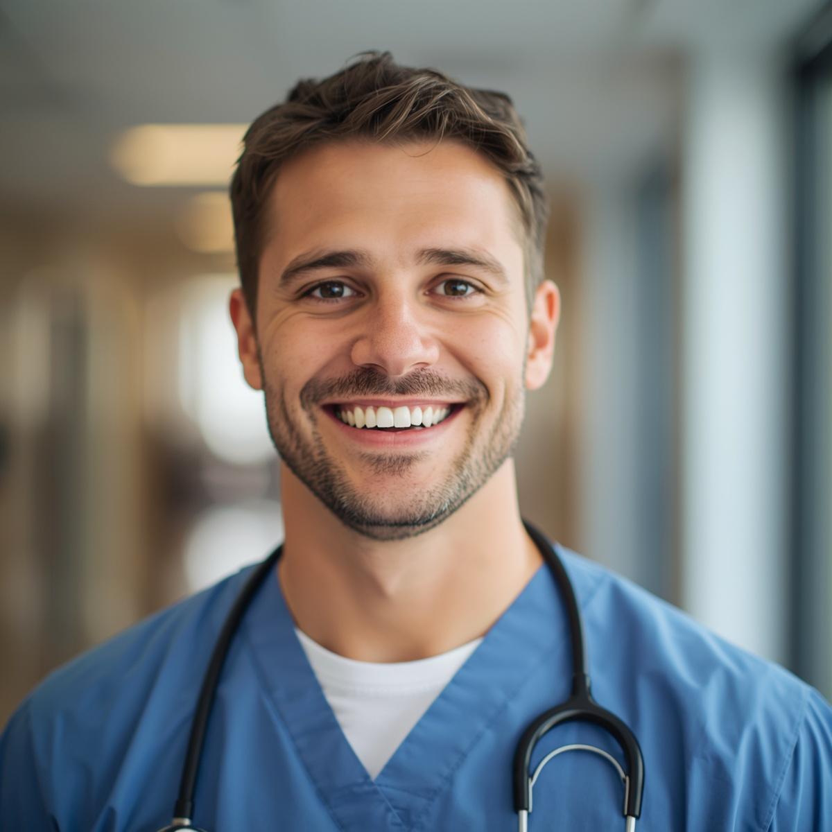 Focused physician reviewing charts